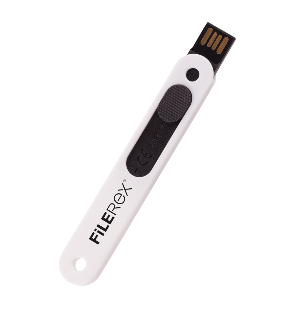 FiLEREX USB zum Abheften White Edition Black Slider, Schwarzer Schieber; für USBfix, Trivtec, EasyOrdner; usb stick in ordner abheften